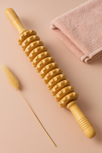 Curved Wooden Massager Handheld Roller Stick, Body Muscle Belly Waist Relief